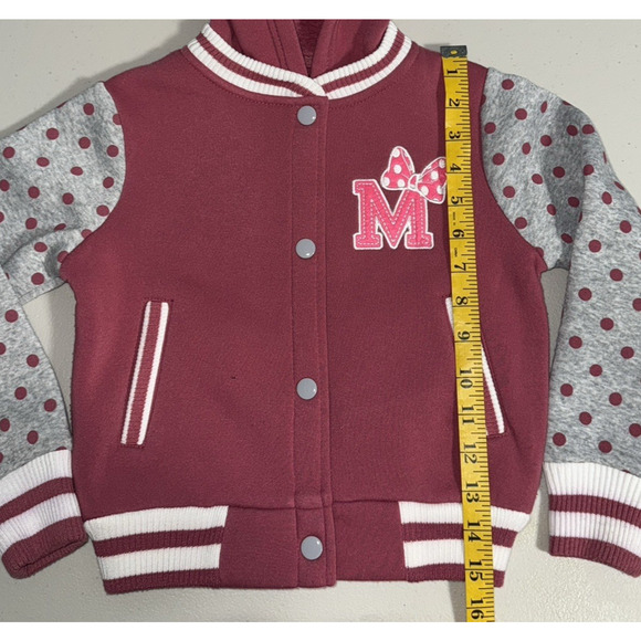 Unik Girls 4 Varsity Jacket Fleece Embroided Mini Bow Polka Dot Casual Everyday - Picture 6 of 10